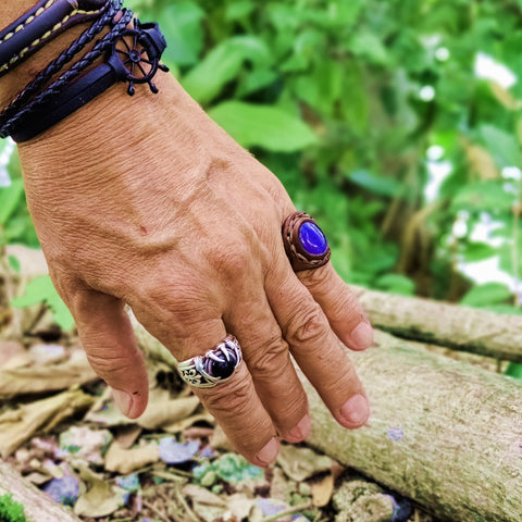 Leather ring bracelet deals