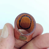 Handcrafted Genuine Vegetal Brown Leather Ring with Malachite Agate Stone Setting-Size 8 Unique Unisex Gift Fashion Jewelry Ring Band