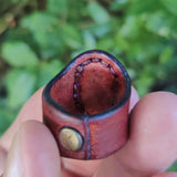 Unique Handcrafted Vegetal Leather Ring with Purple Agate Stone Setting-Lifestyle Unisex Gift Fashion Jewelry with Naturel Stonete Stone Setting-Unique Unisex Gift Fashion Jewelry with Naturel Stone.