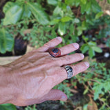 Unique Handcrafted Vegetal Leather Ring with Purple Agate Stone Setting-Lifestyle Unisex Gift Fashion Jewelry with Naturel Stonete Stone Setting-Unique Unisex Gift Fashion Jewelry with Naturel Stone.