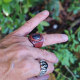 Unique Handcrafted Vegetal Leather Ring with Purple Agate Stone Setting-Lifestyle Unisex Gift Fashion Jewelry with Naturel Stonete Stone Setting-Unique Unisex Gift Fashion Jewelry with Naturel Stone.