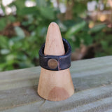 Unique Handcrafted Vegetal Leather Ring with Red Agate Stone Setting-Lifestyle Unisex Gift Fashion Jewelry with Naturel Stone