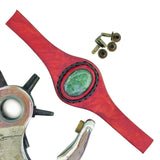 Unique Handcrafted Vegetal Maroon Color Leather Ring with Moss Agate Stone Setting-Lifestyle Unisex Gift Fashion Jewelry with Naturel Stone