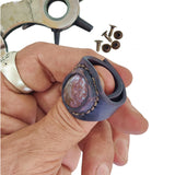 Unique Handcrafted Vegetal Brown Leather Ring with Indian Agate Stone Setting-Lifestyle Unisex Gift Fashion Jewelry with Naturel Stone