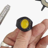 Unique Handcrafted Vegetal Black Leather Ring with Yellow Agate Stone Setting-Lifestyle Unisex Gift Fashion Jewelry with Naturel Stone.