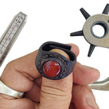 Unique Handcrafted Vegetal Leather Ring with Red Agate Stone Setting-Lifestyle Unisex Gift Fashion Jewelry with Naturel Stone