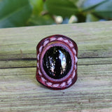 Unique Handcrafted Vegetal Leather Ring with Purple Agate Stone Setting-Siae 7.5 Lifestyle Unisex Gift Fashion Jewelry with Naturel Stone