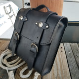 Handcrafted Genuine Vegetal Leather Motorcycle Black Sissy Bar Bag -Harley Davidson-Universal Bag