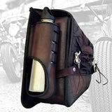 Handcrafted Dark Maroon Vegetal Leather Motorcycle Left Side Saddlebag Skull Design-Harley Davidson Softail-Universal Swingarm Bag