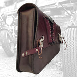 Unique Handcrafted Maroon Leather Motorcycle Left Side Saddlebag -Softail and Universal-Harley Davidson Swingarm Bag