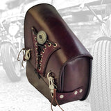 Unique Handcrafted Maroon Leather Motorcycle Left Side Saddlebag -Softail and Universal-Harley Davidson Swingarm Bag
