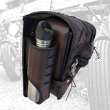 Handcrafted Dark Maroon Vegetal Leather Motorcycle Left Side Saddlebag Skull Design-Harley Davidson Softail-Universal Swingarm Bag