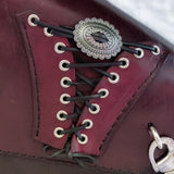Unique Handcrafted Maroon Leather Motorcycle Left Side Saddlebag -Softail and Universal-Harley Davidson Swingarm Bag