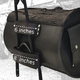 Handcrafted Large Vegetal Leather Black Skull Design Motorcycle Sissy-Bar Bag- Harley Davidson Sportster-Universal Travel Bag