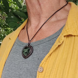 Bohemian Unique Handcrafted Genuine Vegetal Leather Necklace with Black Agate Stone-Lifestyle Unique Gift Unisex Fashion Leather Jewelry