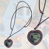 Bohemian Unique Handcrafted Genuine Vegetal Leather Necklace with Black Agate Stone-Lifestyle Unique Gift Unisex Fashion Leather Jewelry
