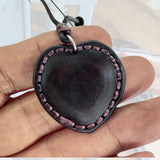Bohemian Unique Handcrafted Genuine Vegetal Leather Necklace with Black Agate Stone-Lifestyle Unique Gift Unisex Fashion Leather Jewelry