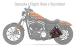Handcrafted Vegetal Leather Brown Skull Motorcycle Right Side Saddlebag-Harley Davidson Sportster-Universal Swingarm Bag
