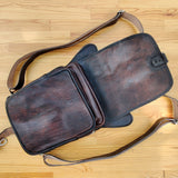 MADE TO ORDER-Handcrafted Genuine Vegetal Leather Antique Black- Brown Backpack-Lifestyle Field Pack with Skull Design–Gift Letaher Bag