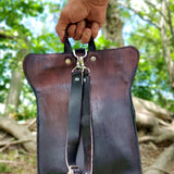 MADE TO ORDER-Handcrafted Genuine Vegetal Leather Antique Black- Brown Backpack-Lifestyle Field Pack with Skull Design–Gift Letaher Bag