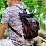 MADE TO ORDER-Handcrafted Genuine Vegetal Leather Antique Black- Brown Backpack-Lifestyle Field Pack with Skull Design–Gift Letaher Bag