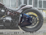 Handcrafted Vegetal Leather Black Motorcycle Left Side  Skull Saddlebag-Harley Davidson Softail-Universal Swingarm Bag