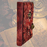 Handcrafted leather Journal with Brass Theatre Masks, Handmade Blank Paper-Inspirational Birthday Gifts for Women and Unique Gifts for Men