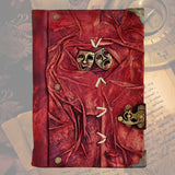 Handcrafted leather Journal with Brass Theatre Masks, Handmade Blank Paper-Inspirational Birthday Gifts for Women and Unique Gifts for Men