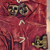 Handcrafted leather Journal with Brass Theatre Masks, Handmade Blank Paper-Inspirational Birthday Gifts for Women and Unique Gifts for Men