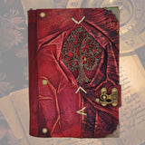 Handcrafted leather Journal with Brass Tree of Life, Handmade Blank Paper-Inspirational Birthday Gifts for Women and Unique Gifts for Men
