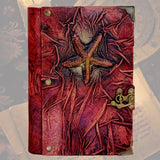 Handcrafted leather Journal with Embossed Star Fish, Handmade Blank Paper-Inspirational Birthday Gifts for Women and Unique Gifts for Men