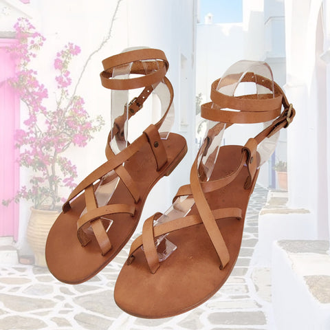 Handcrafted Vegetal Leather Sandal for Women with Ankle Strap-Life Style Summer Light Shoes-Gift Gladiator Fashion Footwear