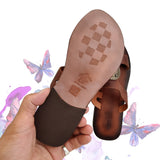 Handcrafted Vegetal Leather Sandal for Women with Ethnic Brass Ornament-Life Style Summer Shoes-Gift Flip Flop Fashion Footwear.
