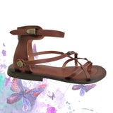 Handcrafted Vegetal Leather Sandal for Women with Ethnic Evil Eye Beads-Life Style High Back Summer Shoes-Gift Flip Flop Fashion Footwear