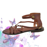 Handcrafted Vegetal Leather Sandal for Women with Ethnic Evil Eye Beads-Life Style High Back Summer Shoes-Gift Flip Flop Fashion Footwear