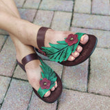 Handcrafted Vegetal Leather Women Sandals-Life Style Shoes-Gift Espadrilles Fashion Footwear-Flip Flop
