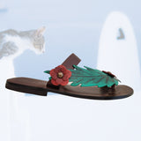 Handcrafted Vegetal Leather Women Sandals-Life Style Shoes-Gift Espadrilles Fashion Footwear-Flip Flop