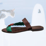 Handcrafted Vegetal Leather Women Sandals-Life Style Shoes-Gift Espadrilles Fashion Footwear-Flip Flop