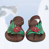 Handcrafted Vegetal Leather Women Sandals-Life Style Shoes-Gift Espadrilles Fashion Footwear-Flip Flop