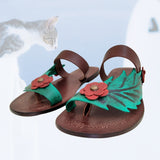 Handcrafted Vegetal Leather Women Sandals-Life Style Shoes-Gift Espadrilles Fashion Footwear-Flip Flop