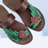 Handcrafted Vegetal Leather Women Sandals-Life Style Shoes-Gift Espadrilles Fashion Footwear-Flip Flop