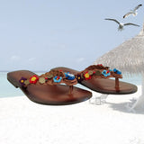 Handcrafted Vegetal Leather Sandal for Women with Ethnic Evil Eye Beads-Life Style High Back Summer Shoes-Gift Flip Flop Fashion Footwear