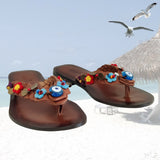 Handcrafted Vegetal Leather Sandal for Women with Ethnic Evil Eye Beads-Life Style High Back Summer Shoes-Gift Flip Flop Fashion Footwear