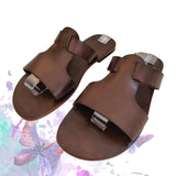 Handcrafted Strappy Vegetal Leather Women Sandalet -Life Style Shoes-Gift Fashion Footwear-Strappy Sandal