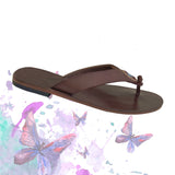 Handcrafted Vegetal Leather Flip Flop for Women with Blue Stone Ornament-Life Style Sandals-Gift for Fashion Footwear