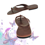 Handcrafted Vegetal Leather Flip Flop for Women with Blue Stone Ornament-Life Style Sandals-Gift for Fashion Footwear