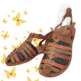 Handcrafted Strappy Vegetal Leather Women Sandalet -Life Style Shoes-Gift Fashion Footwear-Strappy Sandal