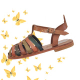 Handcrafted Strappy Vegetal Leather Women Sandalet -Life Style Shoes-Gift Fashion Footwear-Strappy Sandal