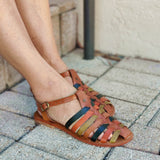 Handcrafted Strappy Vegetal Leather Women Sandalet -Life Style Shoes-Gift Fashion Footwear-Strappy Sandal