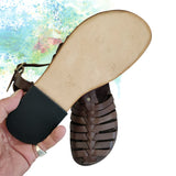 Handcrafted Strappy Vegetal Leather Women Sandalet -Life Style Shoes-Gift Fashion Footwear-Strappy Sandal